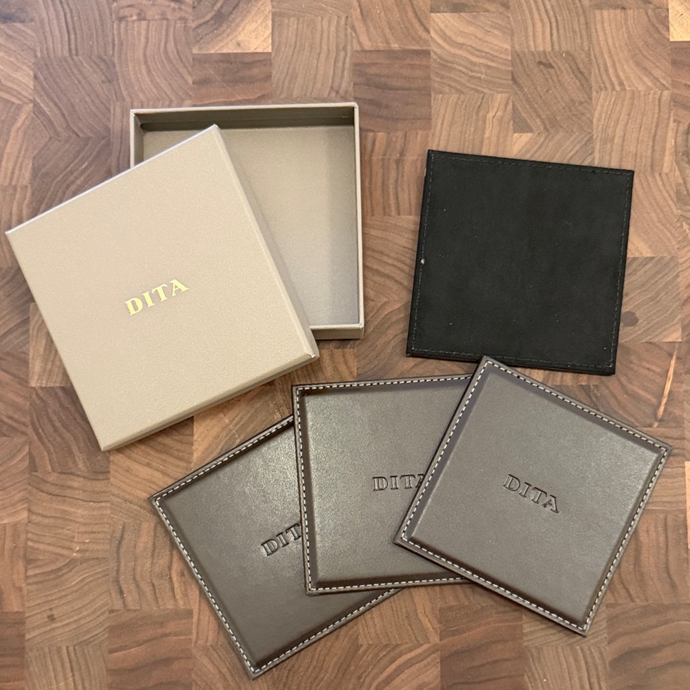 DITA Black and Gray Leather Coasters